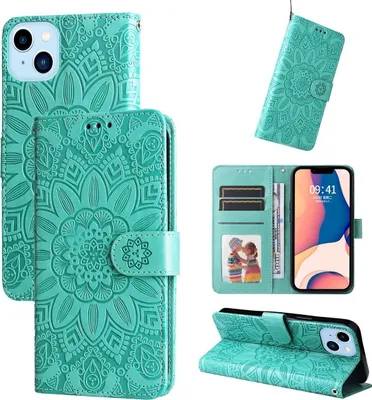 Produktbild von König Design Hülle kompatibel mit Apple iPhone 14 Plus Kunstleder Handyhülle - Handy Case Grün