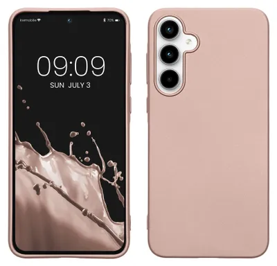 Produktbild von kwmobile Case kompatibel mit Samsung Galaxy A35 Hülle - Schutzhülle aus Silikon metallisch schimmernd - Handyhülle Metallic Rosegold