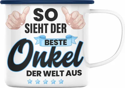 Produktbild von Trendation - Bester Onkel Geschenk von Nichte Neffe Lustige Emaille Tasse Spruch Geschenke für Onkel Nichten Geschenkidee Lustig (Blau)
