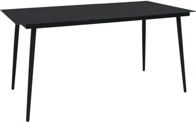 Obrázok produktu pre Záhradný jedálenský stôl čierny 150x80x74 cm oceľ a sklo