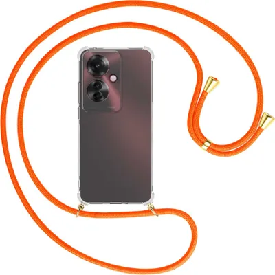 Produktbild von Handykette Backcover-Schutzhülle mit Band (Metall goldfarben) für Oppo Reno11 F 5G - neonorange