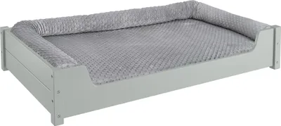 Produktbild von Kuscheliges Haustierbett extra groß 120x70 cm, Kiefer grau V-30.32-G-120x70mit Rollrost Polster und Matratze
