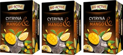 Produktbild von Schwarzer Tee Zitrone Mango 3x 20 Teebeutel - Schwarztee im Beutel - Big-Active