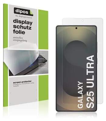 A product shot showing packaging for a screen protector and the screen protector itself applied to a smartphone.