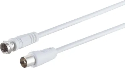 Immagine prodotto di Cavo per antenna a massima connettività S/CONN, schermato al 100%, da connettore F a connettore coassiale, RG 59, > 80 dB, bianco 1,5 m (80062-32)