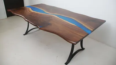 Produktbild von Esstisch River Table Echtes Holz Flusstisch 220x100 Massive Tische Epoxidharz
