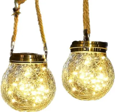 Obrázek produktu pro Závěsné dekorativní vodotěsné solární lampy, balení po 2 kusech – venkovní solární lampy s 30 LED diodami – teplá bílá