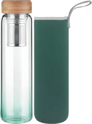 Produktbild von Famanu Glasflasche mit Edelstahlfilter - 1000 ml, mit Neoprenhülle