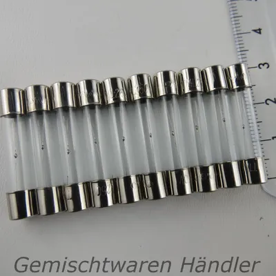 Image de 10 fusibles à cartouche, à action retardée, dimensions 6 x 30 mm. 6 fusibles de type US, à action retardée, 1A