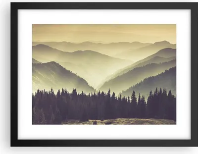 Produktbild von Gerahmtes Poster - Schwarzer Rahmen - Berge Wald Natur - 40x30 cm - Wand Bild - Wanddeko - Wandbilder - Kunstposter - Wandposter - Bilderrahmen - Bilder - Kunstdruck - Wandbild - P2BAA40x30-3820