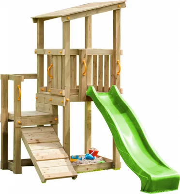 Produktbild von Spielturmking Spielturm CASCADE mit Rutsche 2,30 m + Kletterrampe - Grün DH453