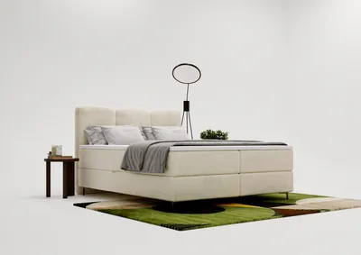 Obrázek produktu pro Postel boxspring 180x200 červená - postel se sametovou tkaninou - dvě matrace a zásuvky - moderní manželská postel s opěrkou hlavy - béžová (Magic Velvet 2201)