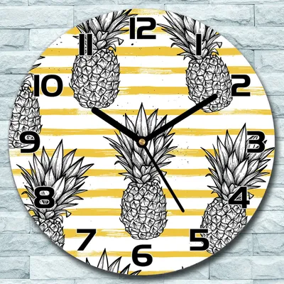 Produktbild von Wanduhr aus Glas Rund fi 30 Ananas abstrakten Quarz Deko Schlafzimmer Büro