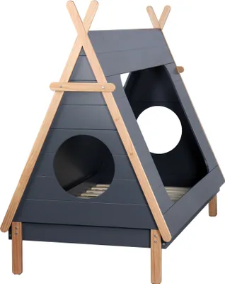 Produktbild von Möbilia Bett Kinderbett in Zeltform | B 215 x T 105 x H 165 cm | grau / natur | 12020015 | Serie BETT