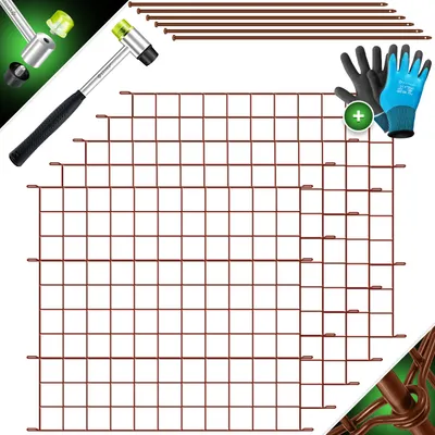 Immagine prodotto di KESSER® Recinzione per laghetto, recinzione da giardino, recinzione a innesto, set completo, elementi metallici, incl. martello + barre di fissaggio, recinzione a innesto per giardino, arco superiore arrotondato, set di recinzione a maglie, recinto per cani