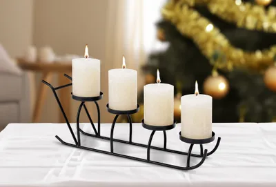 Obrázok produktu pre Adventný svietnik SCHLITTEN na 4 sviečky - cca 44 cm - kovový svietnik v čiernej farbe