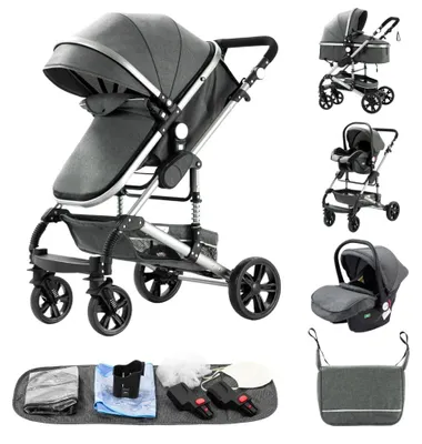 Imagen del producto de Cochecito para bebé - Modelo 530 - 3 en 1 - Plegable - Compatible con portabebés para coche - 0 a 3 años - Hasta 20 kg - Gris 739