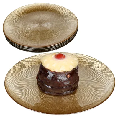 Produktbild von 6x Kairo Gold Kuchenteller Glas 6 Personen Dessertteller Relief