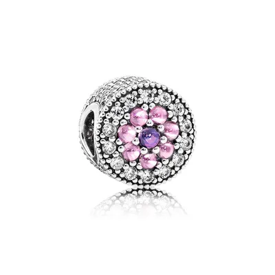 Produktbild von Pandora Charm Damen Strahlende Blüte Silber Rosa Lila 791820PCZMX