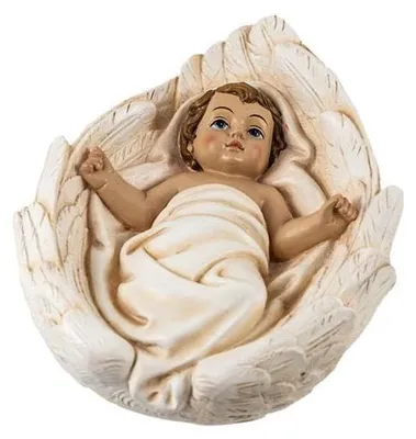 Jesus-Figur auf Flügeln, Harz, handbemalt, 6x8x3 cm