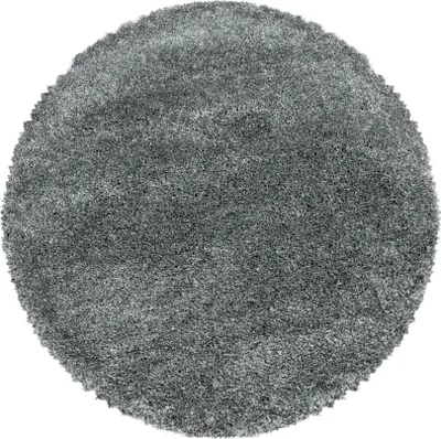 Produktbild von Teppich Wohnzimmer Hochflor Hellgrau 160x160 Rund Unicolor - Einfarbig aus Polyester