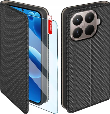Zdjęcie produktu dla Etui MAGNET do Xiaomi 15T Pro 5G Zamykane Czarne Futerał + Szkło 9H