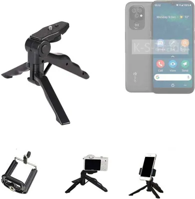 Produktbild von K-S-Trade Stativ Tisch-Ständer Dreibein Handy-Stativ Ständer kompatibel mit Doro 8100 Mini-Stativ Smartphone Tripod Handy-Stativ aus Plastik schwarz