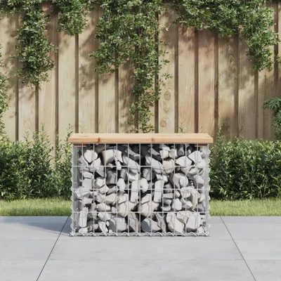 Produktbild von The Living Store Gartenbank aus Gabionen 63x31,5x42 cm Massivholz Kiefer