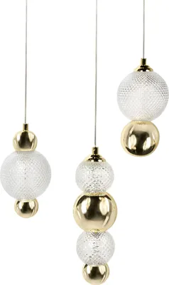 Produktbild von BELIANI Pendelleuchte Gold aus Glas mit Kugelschirmen 3-flammig Glamouröser Stil Elegantes Design Wohnzimmer Esszimmer Hängelampe Hängeleuchte