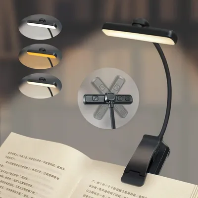 Produktbild von KUGI  LED Leselampe mit 3 Farbtemperatur Modi 5 Helligkeitsstufen 360° Flexibel Leselicht für Nachtlesen ins Bett 80H lange Akkulaufzeit
