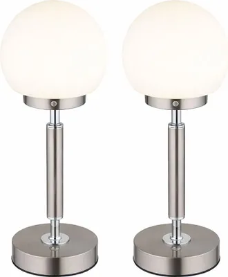 Produktbild von 2er Set LED Tischleuchte silber, Touchdimmer, Akku, H 28,5 cm