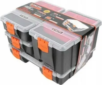 Zdjęcie produktu dla Plastikowy organizer warsztatowy 4 w 1 z 4 pojemnikami z zamknięciami