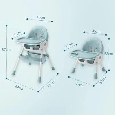Produktbild von Baby 4-in-1 Hochstuhl - Kinderhochstuhl mit Tisch - Höhenverstellbar - Klappbar - Ab 6 Monaten bis 2 Jahre - Kunststoff - Blau