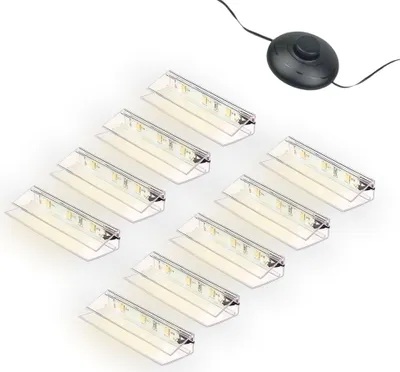 Produktbild von kalb | LED Glaskantenbeleuchtung Clip Set 3000K/5000K Transparent Plug & Play 9er Set warmweiß