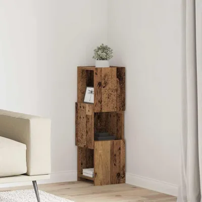 Produktbild von "Schlussverkauf" Eckschrank 1 PC - Mehrzweckschrank für Wohnzimmer/Büro - Altholz 25,5x25x80cm Holzwerkstoff  C7223