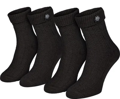 Produktbild von 2 Paar Trachtensocken für Damen und Herren - Schoppersocken mit Zopfmuster, ideal für Trachten,  und Volksfeste Schwarz-35/38