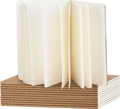Produktbild von Notizbuch A5 blanko, 12 Stück Kraft Cover Notizheft mit 30 Blatt, Heft für Büro und Schule