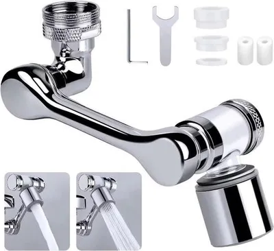 Produktbild von 1080° drehbarer Wasserhahn mit Filter, drehbarer Multifunktions-Verlängerungshahn, Wasserhahn-Verlängerungsaufsatz mit 2 Sprühfunktionen, Strahlregler, drehbarer Wasserhahn, 1 Stück