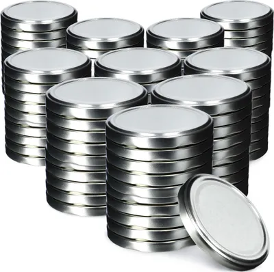 Produktbild von KADAX Einmach-Deckel Set aus Metall "Valsta", mit 4 Einrastzähnen, Silber, 66 mm, 100 Stück