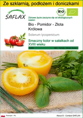 Zdjęcie produktu dla SAFLAX - Zestaw do uprawy - Bio - Pomidor - Złota Królowa - 15 Nasiona - Z mini szklarnią, podłożem uprawowym i 2 doniczkami - Solanum lycopersicum