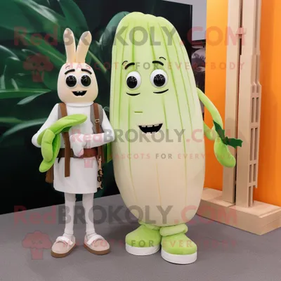 Immagine prodotto di Personaggio del costume della mascotte REDBROKOLY degli asparagi crema vestito con un abito midi e valigette