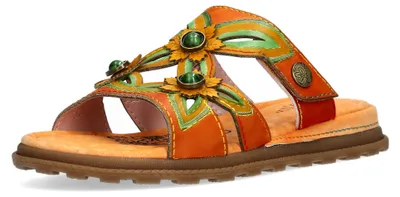 Produktbild von Laura Vita Damen Pantolette mit Cut-Outs und Perlenbesatz Brownieo 01, Größe:37 EU, Farbe:Orange