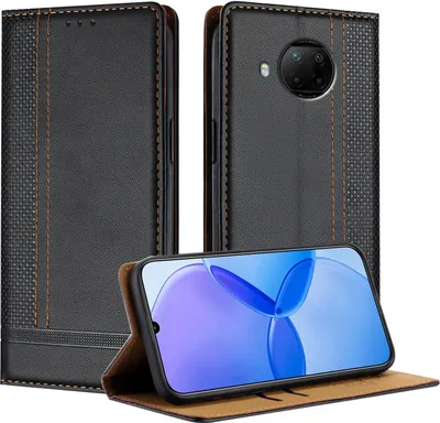 Image de Etui pour Xiaomi Redmi Note 9 Pro étui en cuir avec fonction stand noir