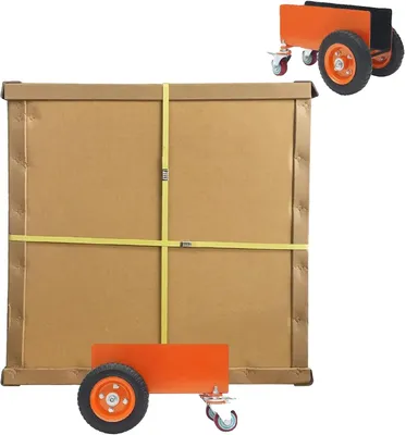 Zdjęcie produktu dla Wózek transportowy do przeprowadzek, udźwig 300 kg, koła pneumatyczne i uniwersalne, kolor pomarańczowy