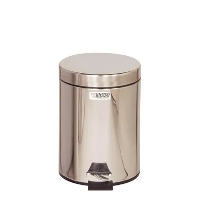 Produktbild von Rubbermaid Tret-Abfalleimer rund 5,6 Liter silber aus Edelstahl