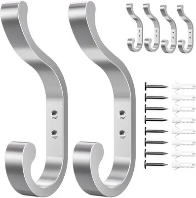 Produktbild von 6-teiliges Schraubhaken-Set, Schraubhaken für Einhängen silber - Schuhhaken, moderne Schraubhaken, Haftschraubhaken, Handtuchhaken, Schraubwandhaken, Schraubhalter Wand