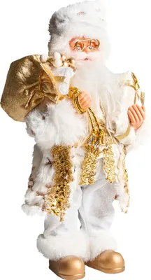 Produktbild von BELIANI Weihnachtsmann Dekofigur Weiß / Gold aus Stoff Kunststoff Stehende Weihnachtsdeko Weihnachtsdekoration