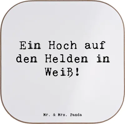 Produktbild von Mr. & Mrs. Panda Untersetzer für Gläser Spruch Arzt Held - Weiß - Geschenk, Coaster, Danke, Dankbarkeit, Tassenuntersetzer, Tischuntersetzer, gläseruntersetzer, Fürsorge