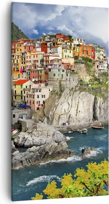 Produktbild von Bild auf Leinwand - Leinwandbild - Italien küste felsen landschaft - 55x100cm - Wand Bild - Wanddeko - Leinwanddruck - Bilder - Kunstdruck - Leinwand bilder - Wandkunst - PA55x100-2710