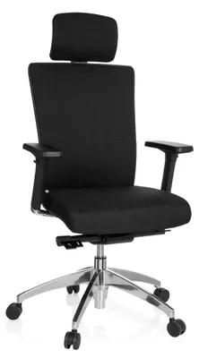 Produktbild von hjh OFFICE Profi Bürostuhl ASTRA LUX Ergonomischer Schreibtischstuhl mit Armlehnen (höhenverstellbar) Stoff Schwarz Drehstuhl für Büro, Zuhause